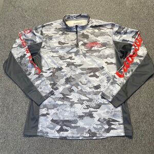 Cabela's Guidewear Mens Camo Quarter Zip Long Sleeve Fishing Shirt L